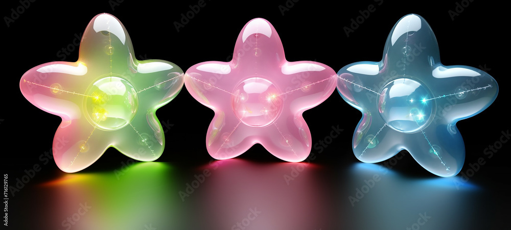 Simple Translucent Iridescent Blow Up Stars: Minimal Inflatable Rubber Toy for Children, inflatable star, inflatable flower, blow up star, clear vinyl blow up star, vinyl stars, cute neon blow up star