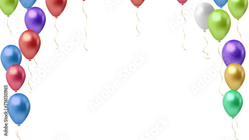 Creative abstract holiday celebration concept: 3D vector illustration of color shiny transparent rubber inflatable air balloons or balls isolated on white background