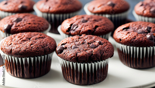 Homemade delicious chocolate muffins close-up. High quality photo