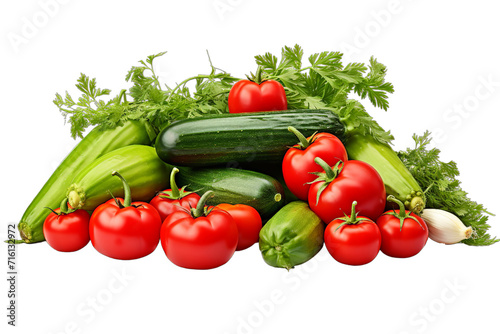collection of vegetables including zucchini  Isolated on transparent PNG background  Generative ai
