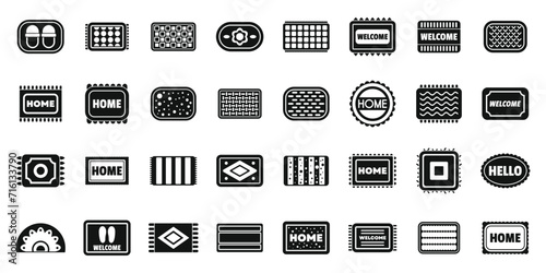 Door mat icons set simple vector. Floor office. Space rug welcome