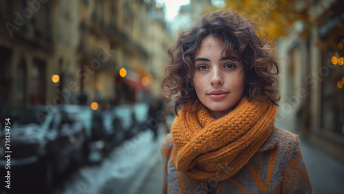 portrait of a girl on a city street photo