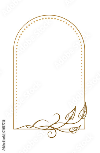 Vector vertical arch shape frame with ivy leaves decoration