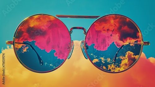 70s Summer Love Reflection: Retro Sunglasses Art Collage   © Kristian