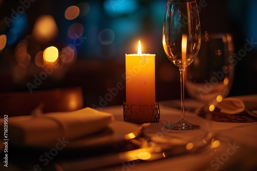 A candlelight dinner at a luxurious restaurant.