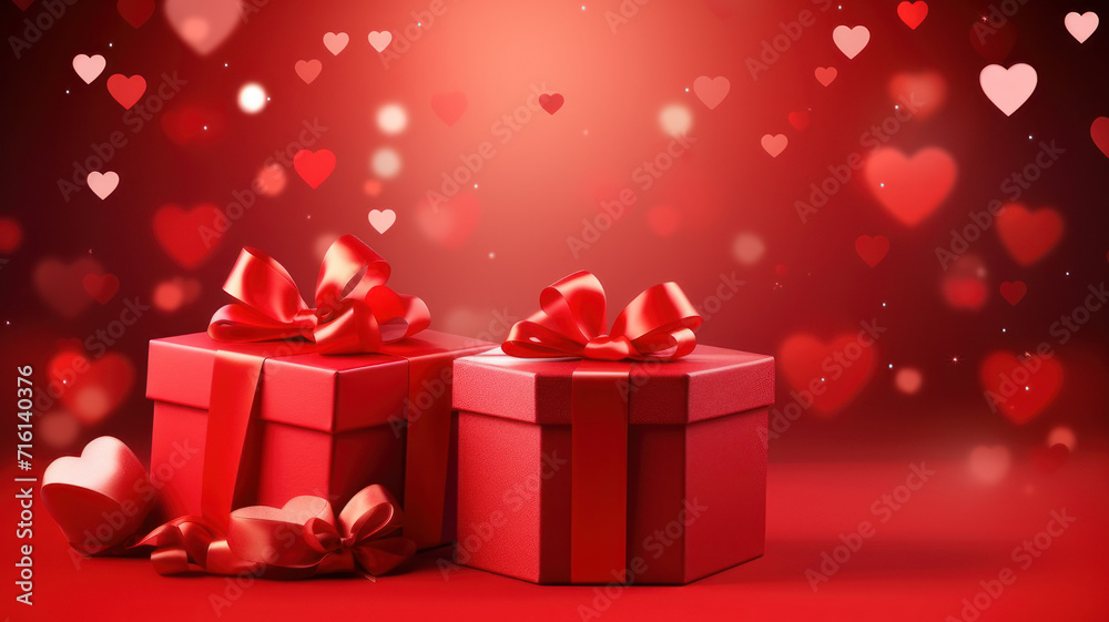 Valentine's day design. Realistic red gifts boxes Valentine's day design. Realistic red gifts boxes