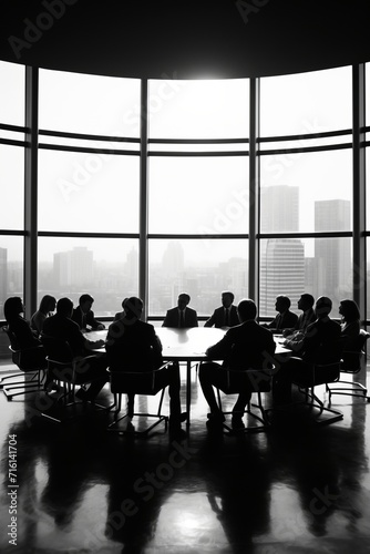 Corporate leadership team in a boardroom, discussing long-term strategies and goals, Generative AI