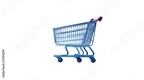 Photo the shopping cart has a blank banner, Isolated on transparent PNG background, Generative ai