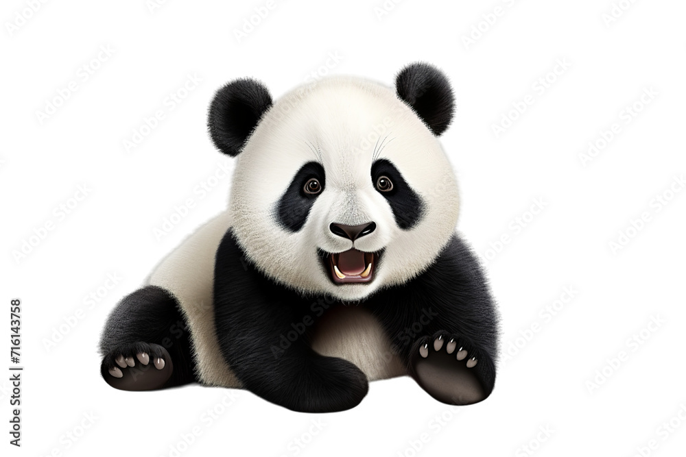 3d panda without background, Isolated on transparent PNG background, Generative ai