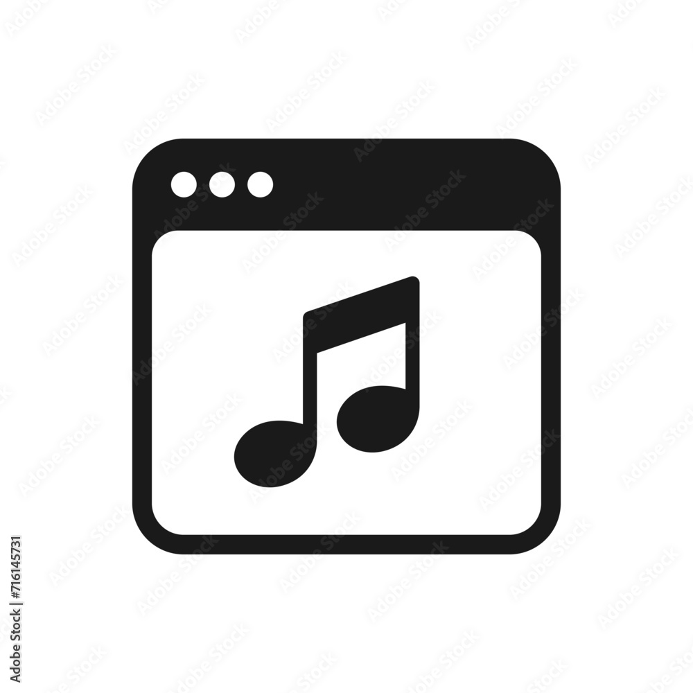 Music website icon flat style isolated on white background. Vector illustration Music website icon flat style isolated on white background. Vector illustration