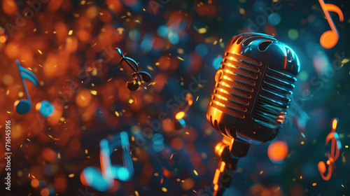 3D Microphone Vector Icon Background Design