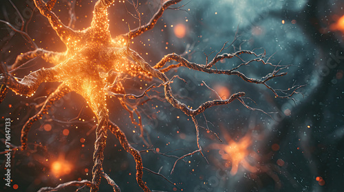 3D Brain Neuron Vector Icon Anatomy Background Design
