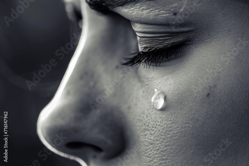 black and white portrait of a Woman Crying