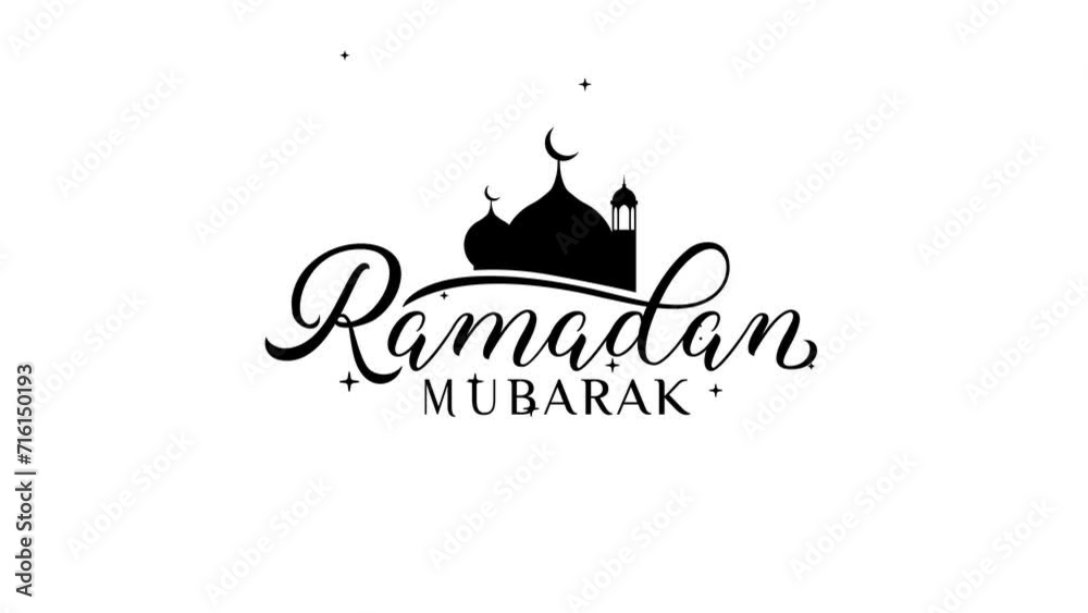 Ramadan Mubarak text animation with a combination of a mosque and beautiful lettering in black and white.
Ramadan Mubarak text animation with a combination of a mosque and beautiful lettering in black and white.