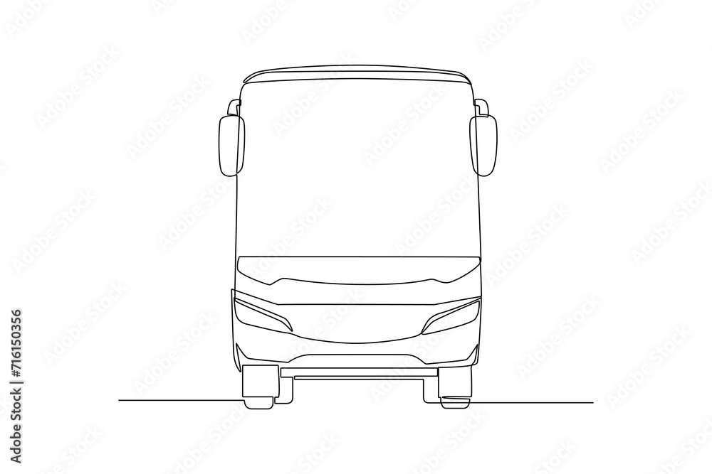 Continuous one line drawing Modern Bus. Land transportation concept. Doodle vector illustration.