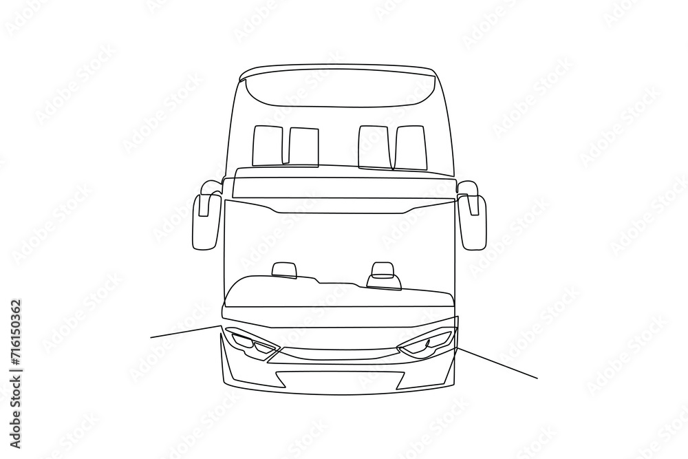 Obraz premium Continuous one line drawing Modern Bus. Land transportation concept. Doodle vector illustration.