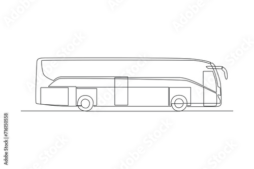 Continuous one line drawing Modern Bus. Land transportation concept. Doodle vector illustration.