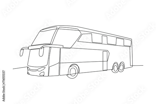 Continuous one line drawing Modern Bus. Land transportation concept. Doodle vector illustration.