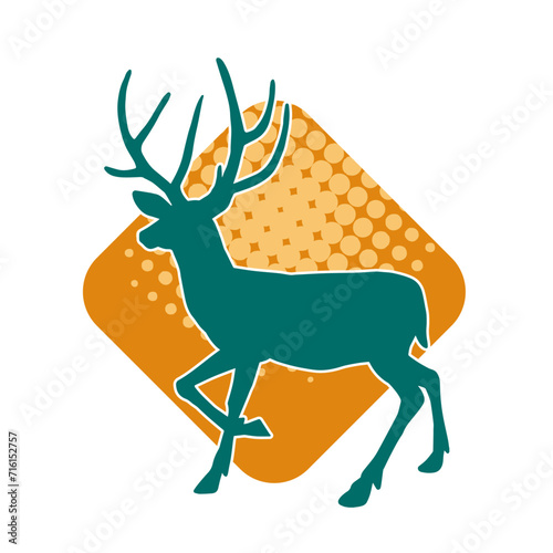 Silhouette of a deer wild forest animal with antlers.