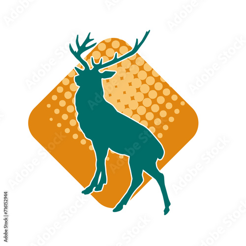 Silhouette of a deer wild forest animal with antlers.