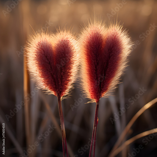 Heart shaped cattails. A romantic theme. 