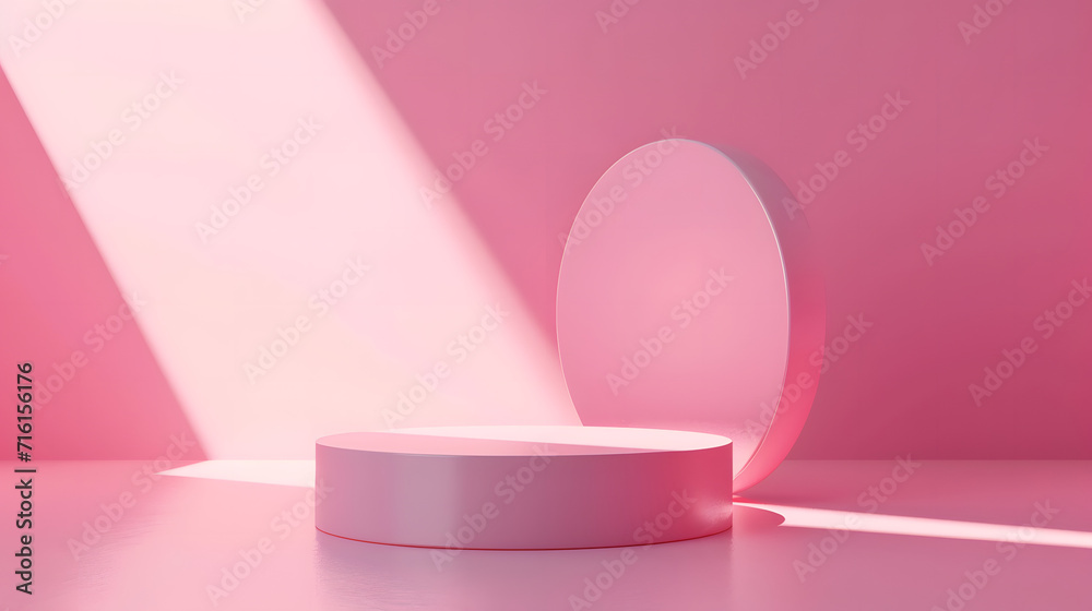 White Circular Object on Table, Clean, Minimalistic, and Elegant Decorative Accessory. Podium background for product mockup White Circular Object on Table, Clean, Minimalistic, and Elegant Decorative Accessory. Podium background for product mockup