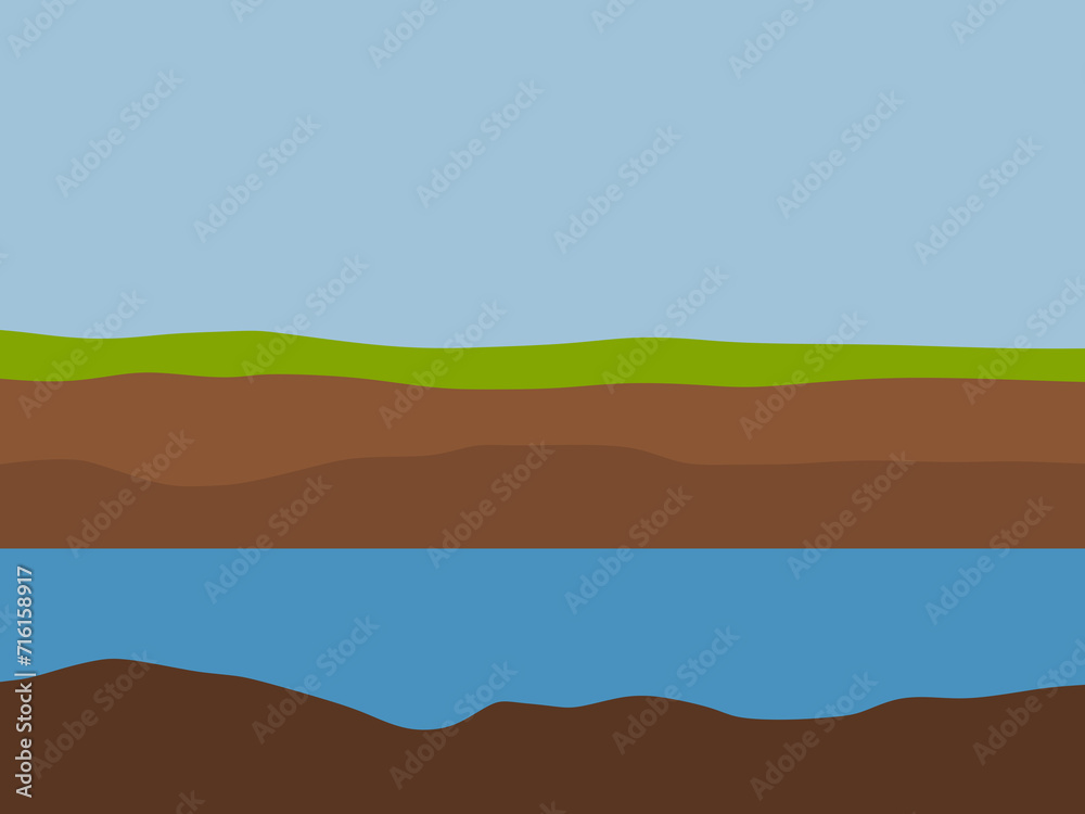 Obraz premium Geological subsurface. Layered soil and groundwater