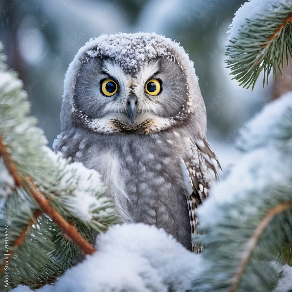 Boreal Owl in Winter's Embrace Among Frosted Pines --ar 1:1 --style raw Job ID: 9edd6a89-e479-487d-be93-6ab69347c111 Boreal Owl in Winter's Embrace Among Frosted Pines --ar 1:1 --style raw Job ID: 9edd6a89-e479-487d-be93-6ab69347c111