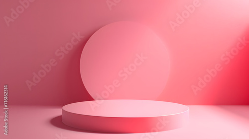 White Plate on Pink Table - Simple  Clear  and Informative Photo. Podium background for product mockup