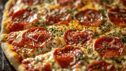 Close-up view of a flavorful Italian pizza, a culinary masterpiece for pizza enthusiasts.