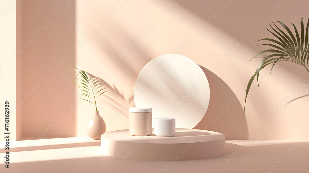 White Lamp on Table Next to Potted Plant in Well-Lit Room. Podium background for product mockup White Lamp on Table Next to Potted Plant in Well-Lit Room. Podium background for product mockup