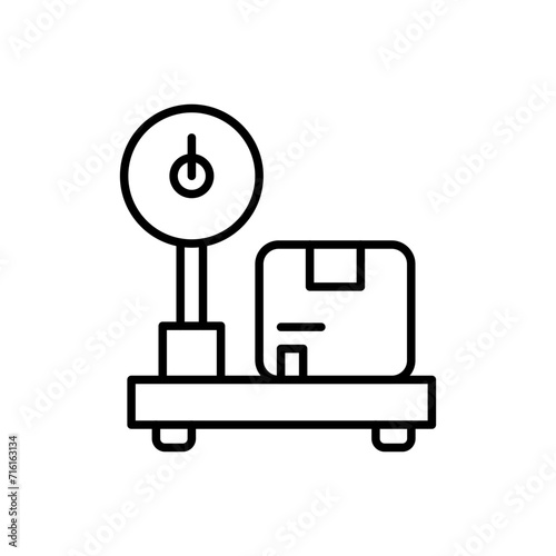 Package weight scale outline icons, minimalist vector illustration ,simple transparent graphic element .Isolated on white background