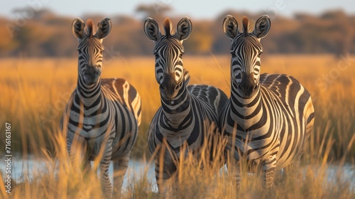 Group of Zebras in the small lake