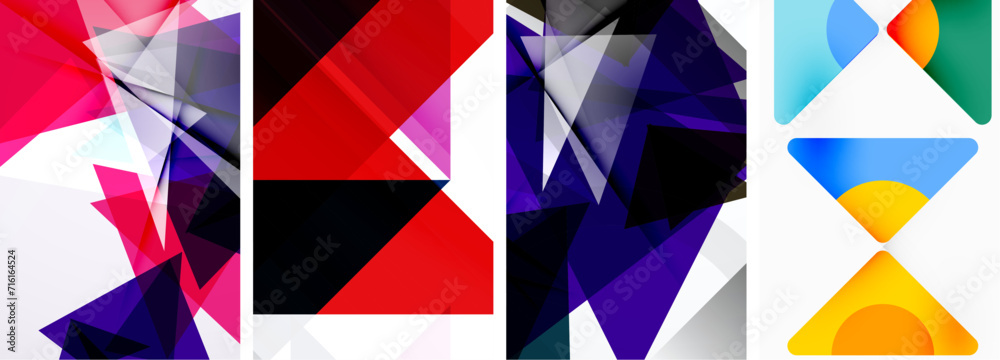 Triangle poster geometric background set Triangle poster geometric background set