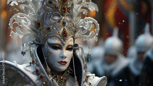 Traditional Venetian carnival mask at St. Mark's Square in Venice, Italy generativa IA
