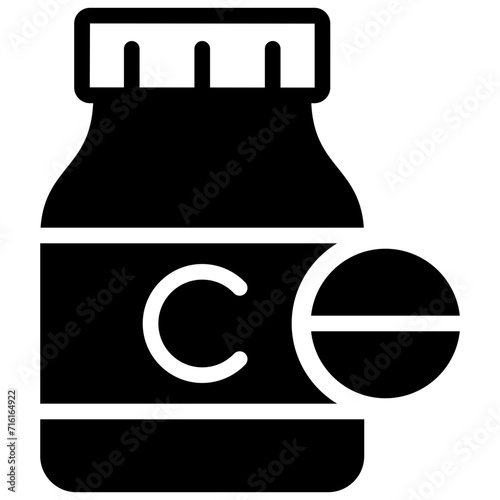 vitamin c icon illustration design with solid