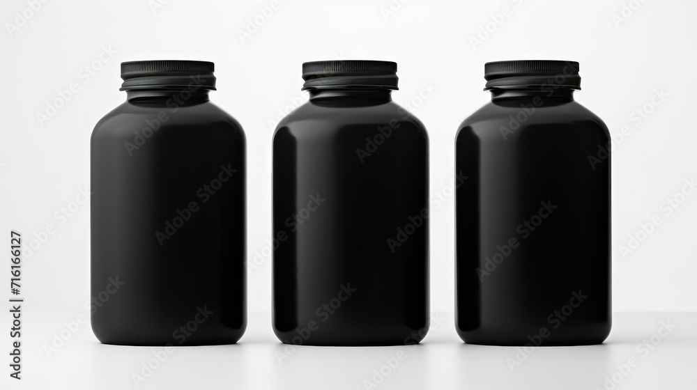 Black plastic jar mockup, isolated on white background Black plastic jar mockup, isolated on white background