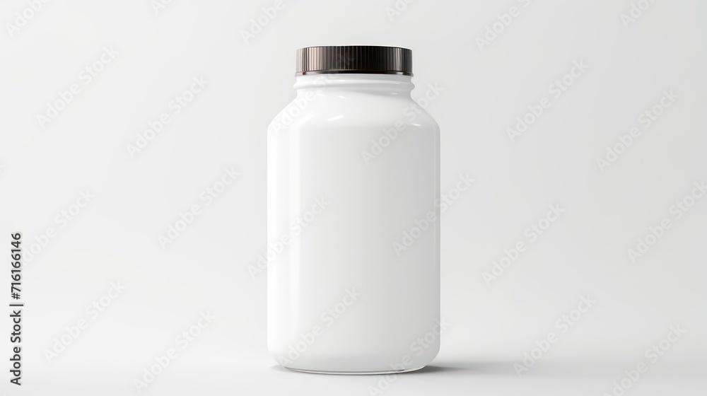 White jar mockup on white studio background White jar mockup on white studio background