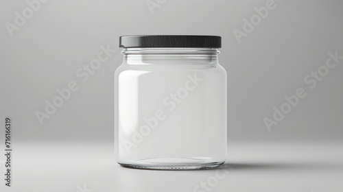 Empty white transparent Glass Jar Mockup photo