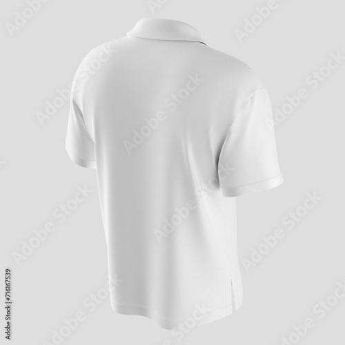 blank back polyester uniform casual male fit polo jersey shirt clothes with collar realistic mockup isolated 3d rendering illustration isolated