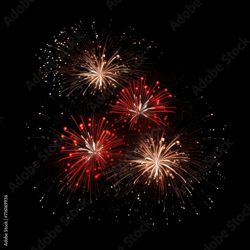  Midnight Fireworks   Display an isolated set of fireworks bursting in the night sky on a white background with generative ai