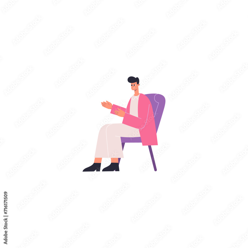 Fototapeta premium pose of people going to work in pink clothes person
