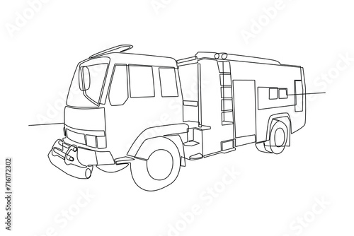 Continuous one line drawing Public service transportation concept. Doodle vector illustration.