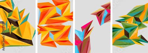 Triangle low poly mosaic posters. Vector illustration For Wallpaper, Banner, Background, Card, Book Illustration, landing page