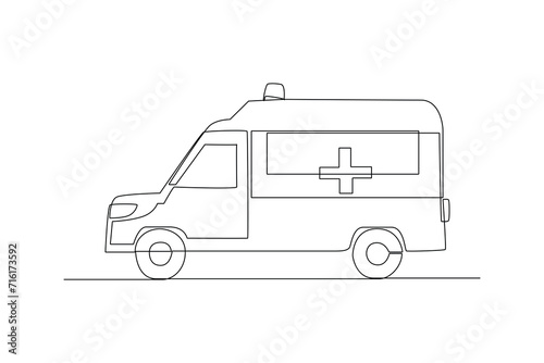 Continuous one line drawing Public service transportation concept. Doodle vector illustration.