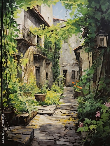 Green Alleys: Old-World European Countryside Art - Alleys Meadow Painting
