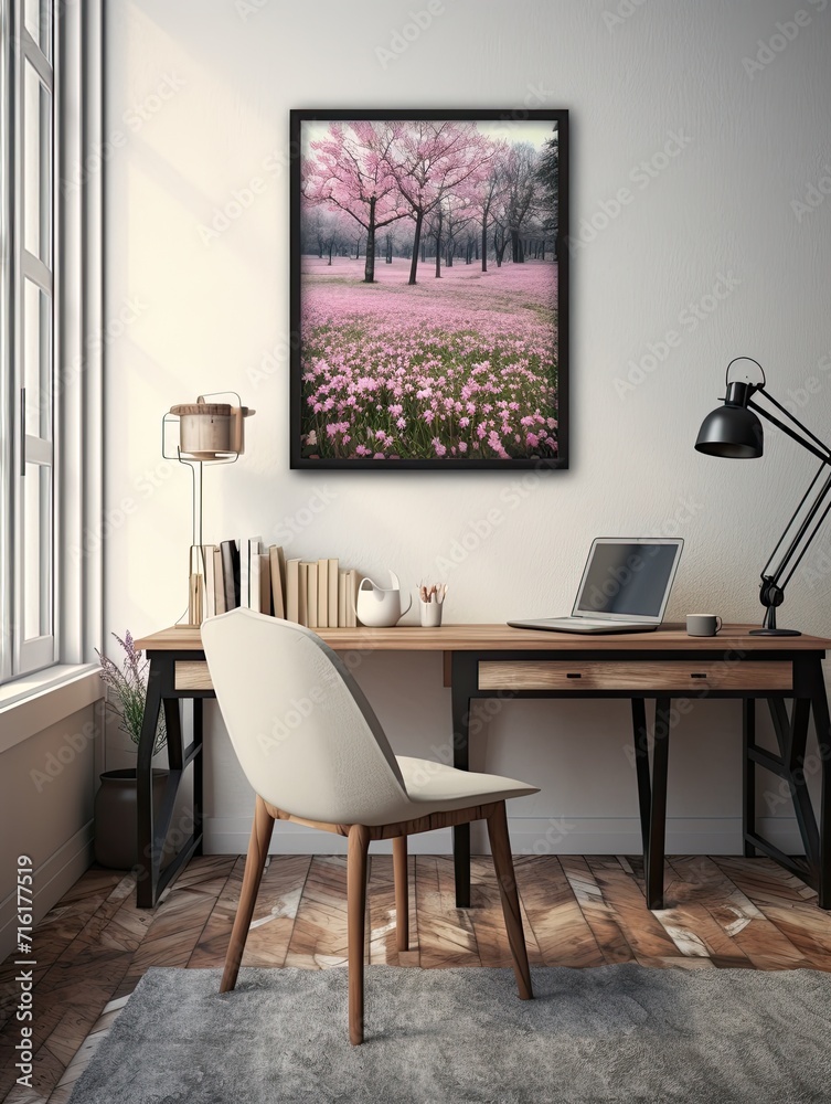 Rain-Kissed Blossom: Spring Meadow Digital Print in Daylight Scene Rain-Kissed Blossom: Spring Meadow Digital Print in Daylight Scene