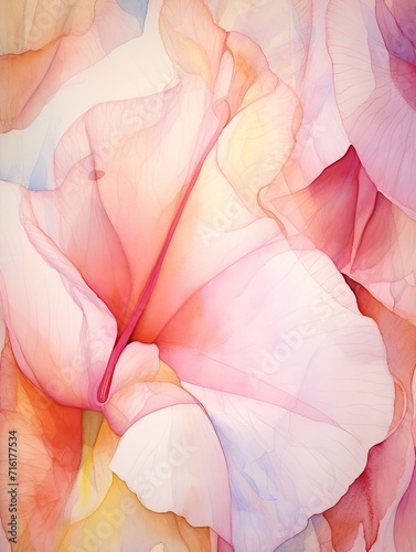Rain-kissed Flower Petals Watercolor Landscape: Pastel Art and Scenic Prints © Michael