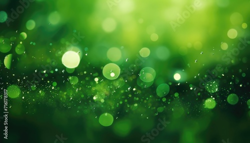 Neon Green Abstract Sparkles Bokeh Background.