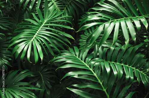 Lush Green Tropical Monstera Leaves Illuminated in Natural Light, Exuding Calmness